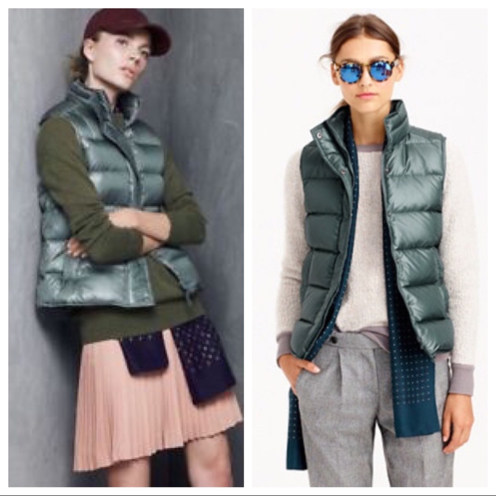 NWOT! SOLD OUT J.Crew Shiny Down Puffer Vest Alhambra Green